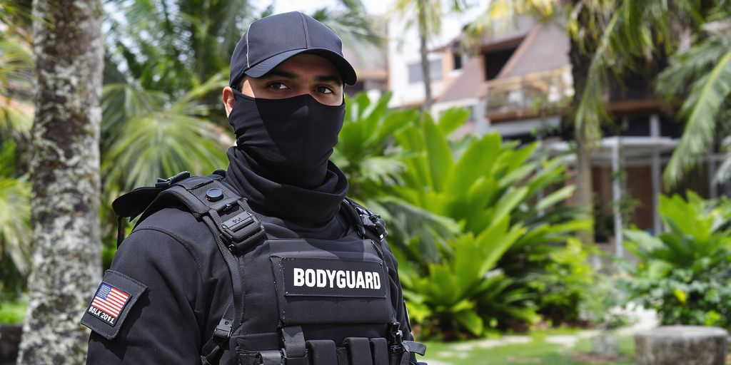 Professional bodyguard in tactical gear in Bali.