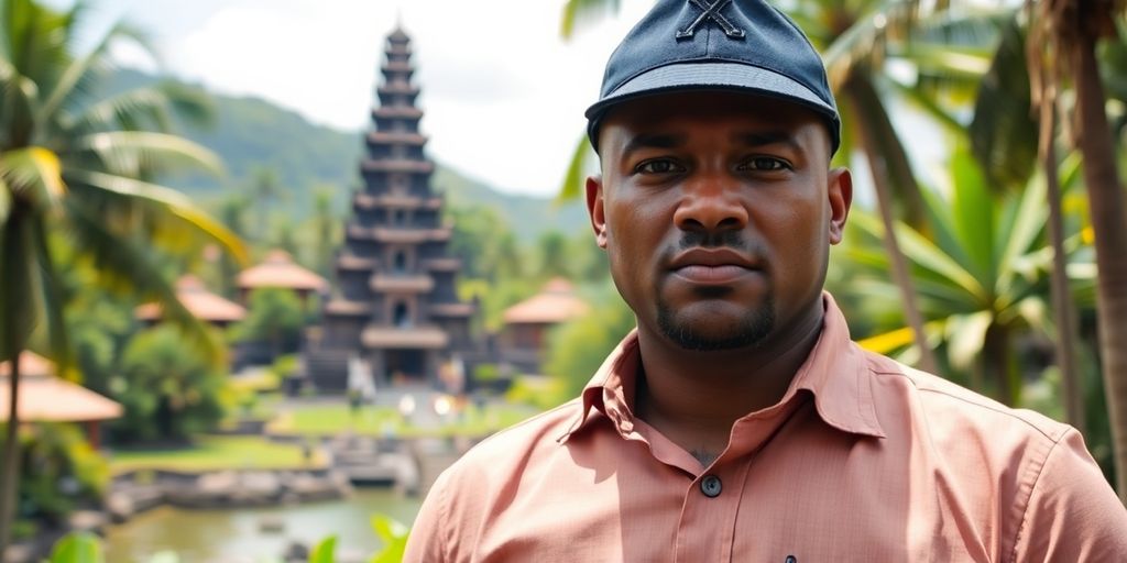 A bodyguard in Bali ensuring safety and security.