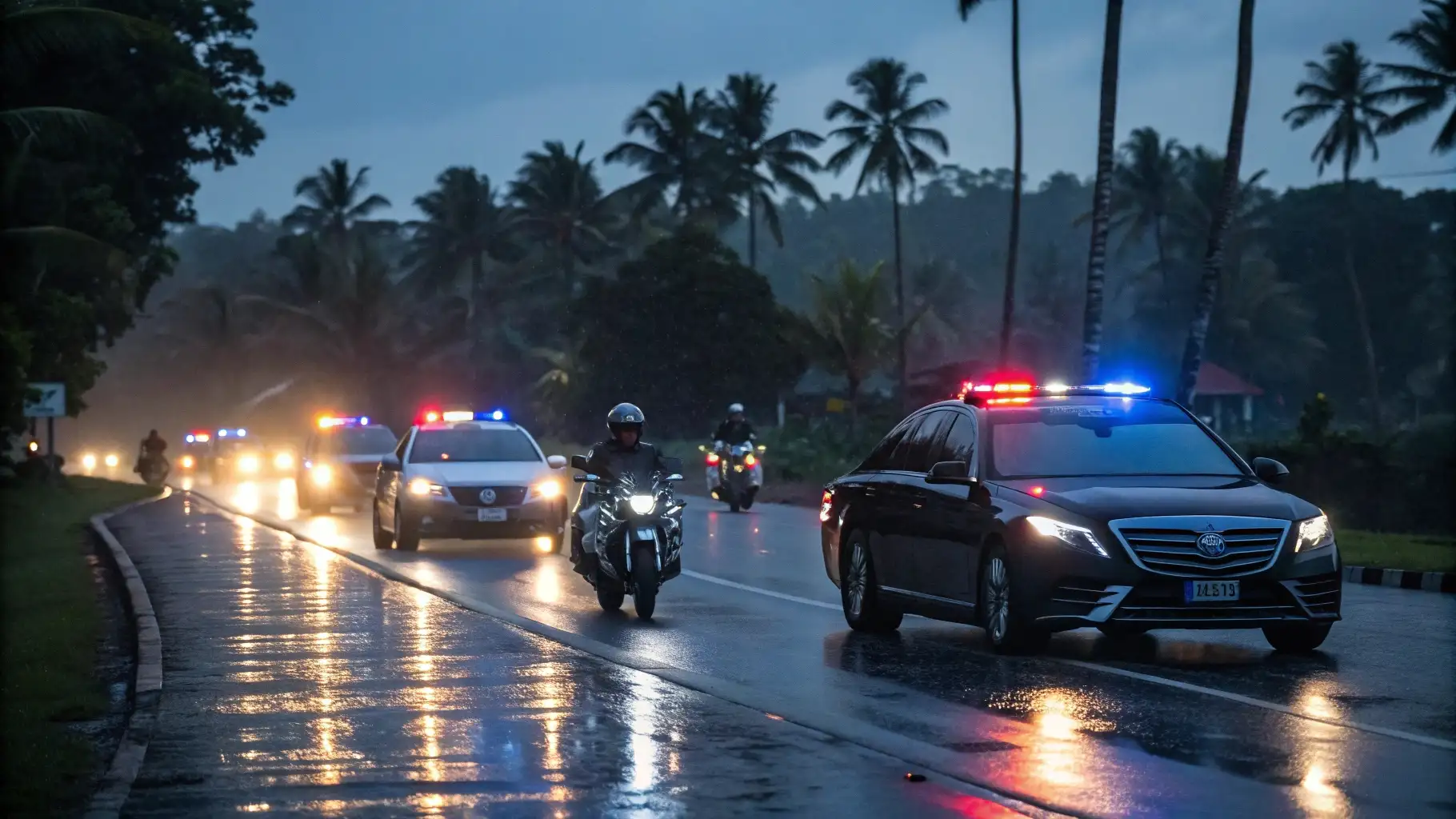 Police Escort in Night | Secure Transportation | Bodyguard Bali