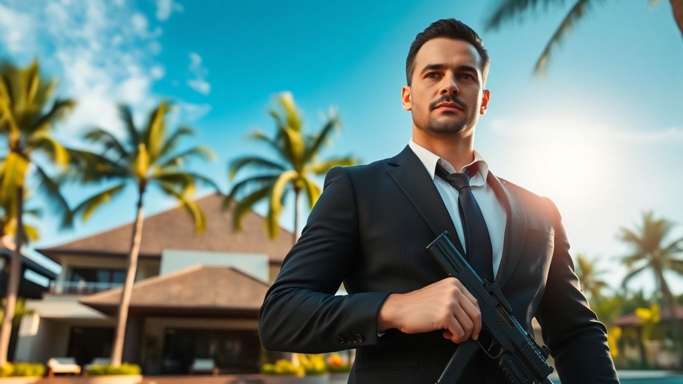 Armed bodyguard in Bali