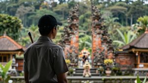 Private investigator in Bali observing a scene.