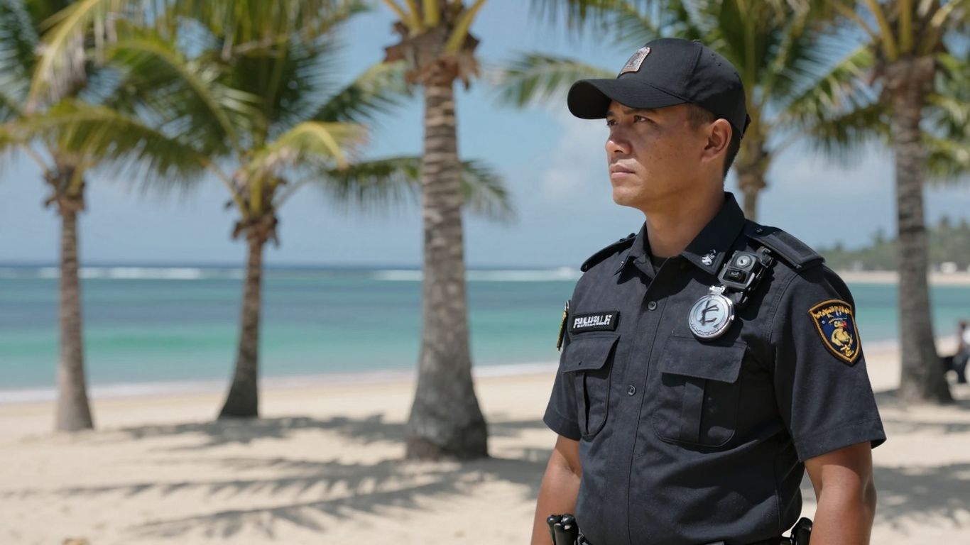 Close protection officer in Bali ensuring safety.