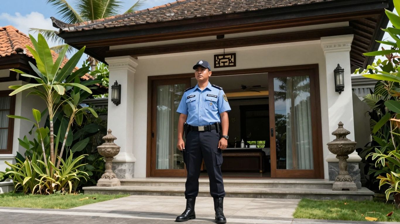 Bali security guard protecting a villa
