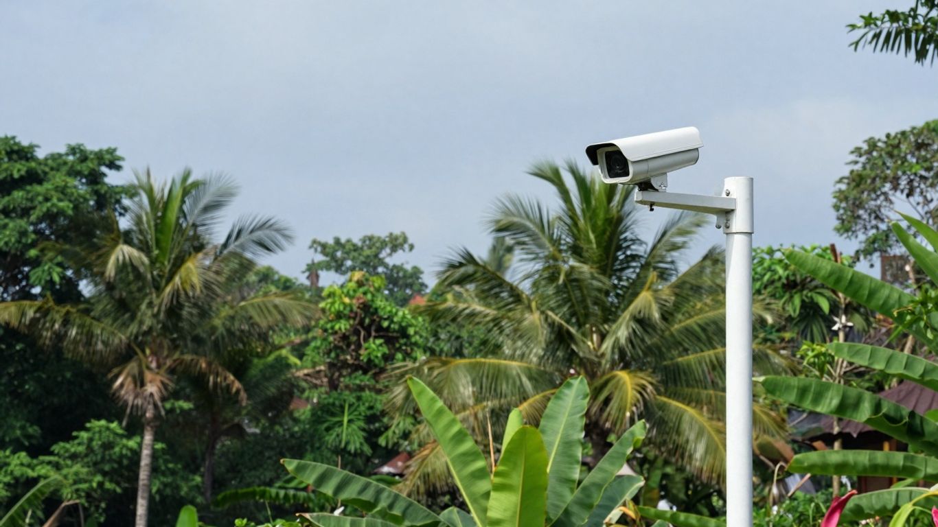 Balinese landscape with discreet security camera