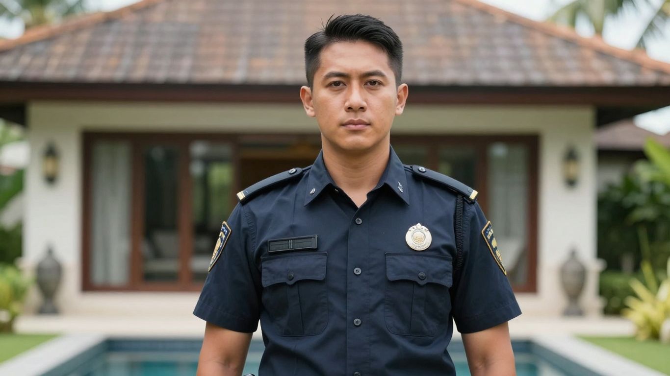Professional bodyguard in Bali ensuring client safety.