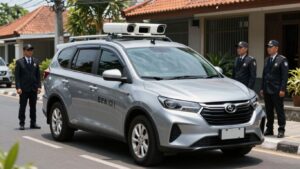 VIP security in Bali with bodyguards and vehicle.