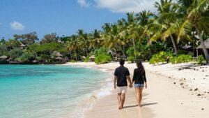 Couple enjoying a safe and worry-free Bali beach vacation.